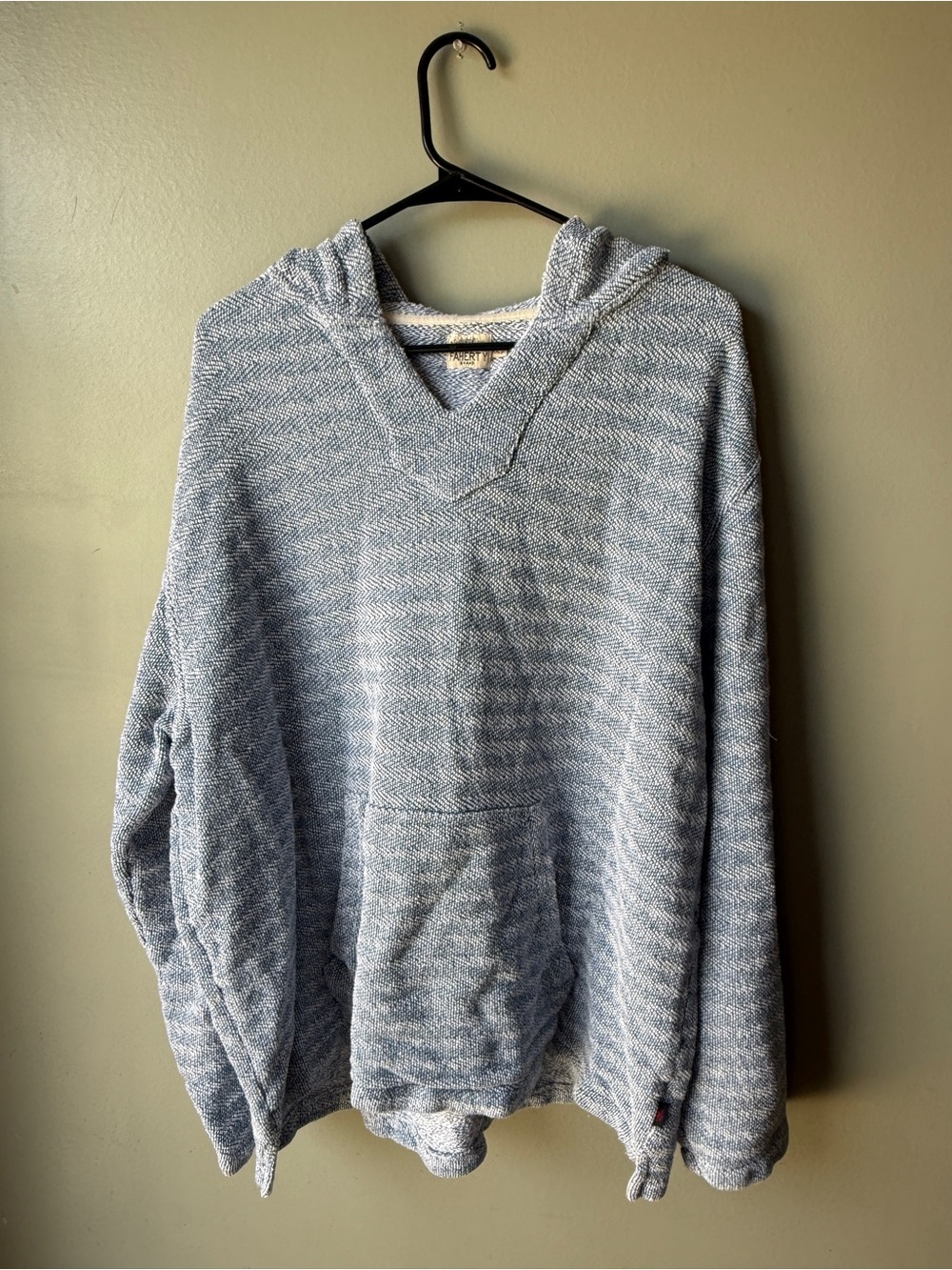 Faherty Blue White Baja Hoodie Pullover Size XXL Kangaroo Pocket